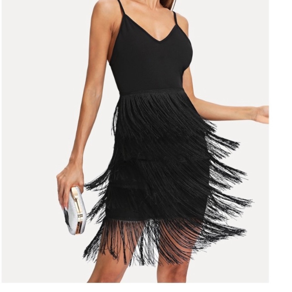 NWT Black fringe Cocktail dress